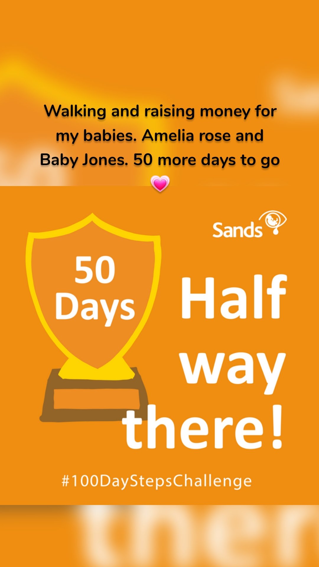 Walking and raising money for my babies. Amelia rose and Baby Jones. 50 more days to go 💗